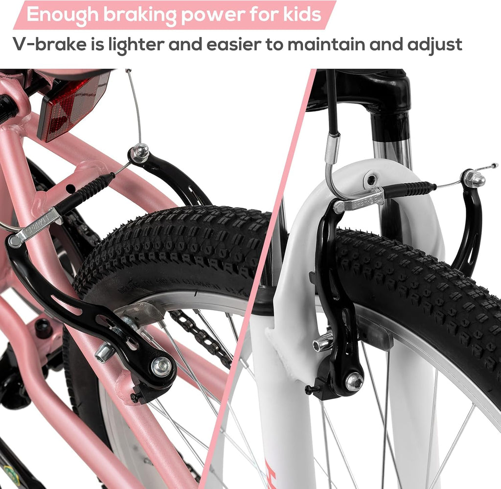 Hiland 20 24 Inch Mountain Bike for Kids Age 5 + Year Old, Front Suspension Fork Kids' Bicycles for Boys Girls Multiple Colors