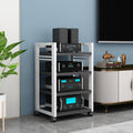Open 4-Tier Media Stand Audio Video Component Cabinet DVD CD Player Stand Stereo Power Amplifier Equipment Storage Rack with Height Adjustable Wooden Shelf for Home/Office/Theater (Color : G)