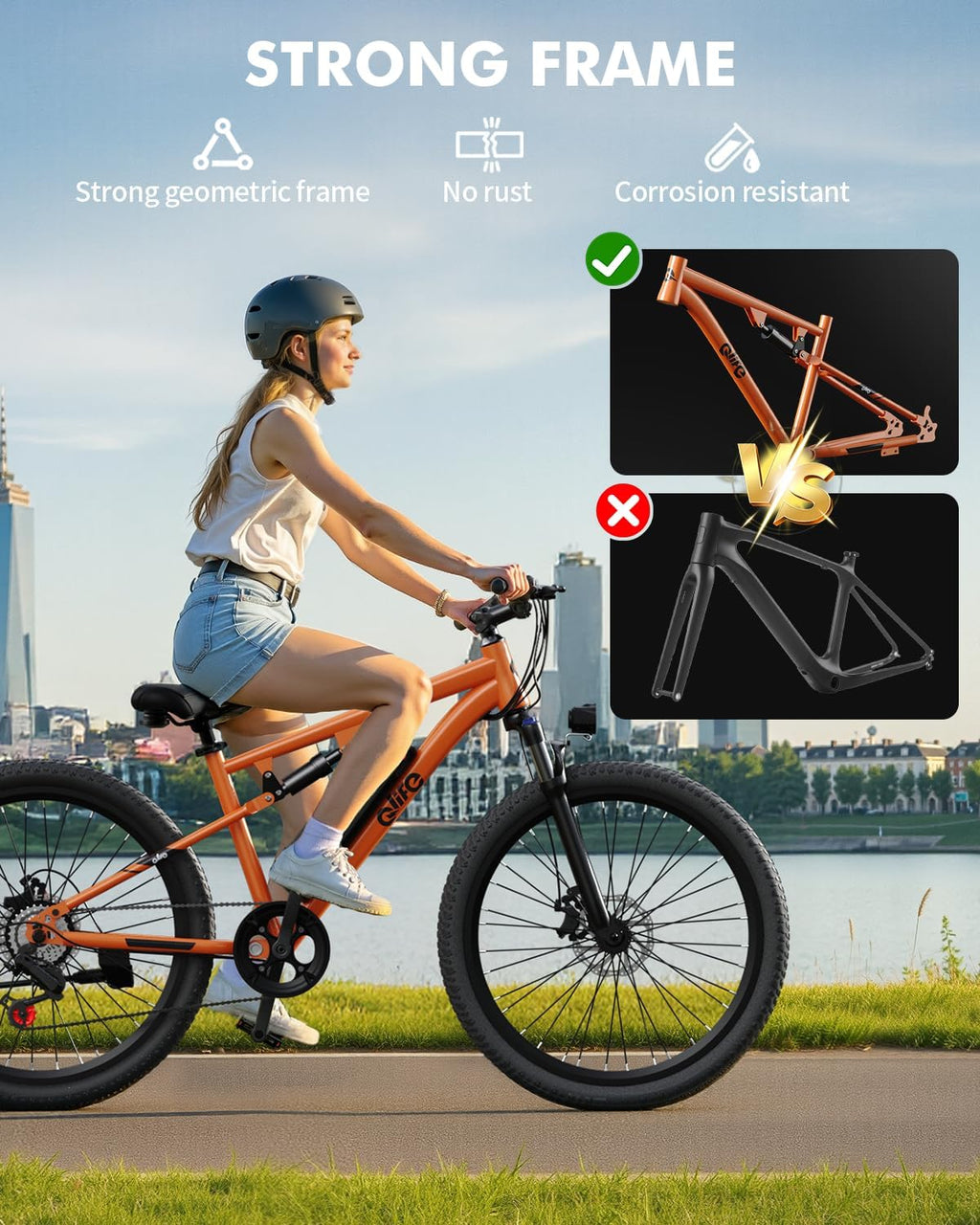 Qlife Electric Bike for Adults/Teens Racer-28MPH 21-Speed Peak 1200W Brushless Motor Adult Electric Bicycles, 48V 10.4Ah Removable Battery Mountain Ebike, Up to 55 Miles, 27.5X2.1 Tire E Bike