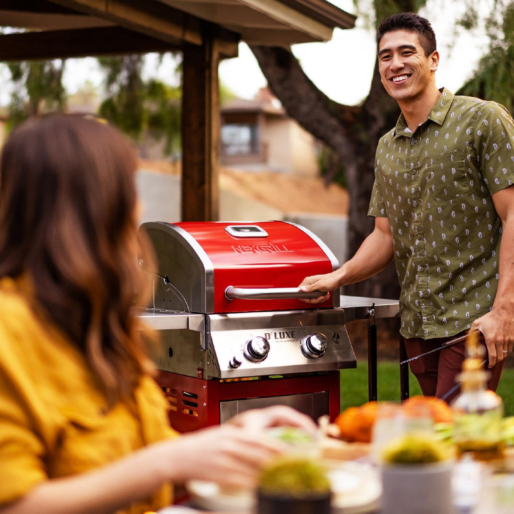 Nexgrill Deluxe 2-Burner Gas Grill with 401 SQ In Grate, 28000 BTUs, Stainless Steel Control Panel & Foldable Side Table, Propane BBQ Grill for Outdoor Cooking, Patios, Backyards and More - 720-0864R