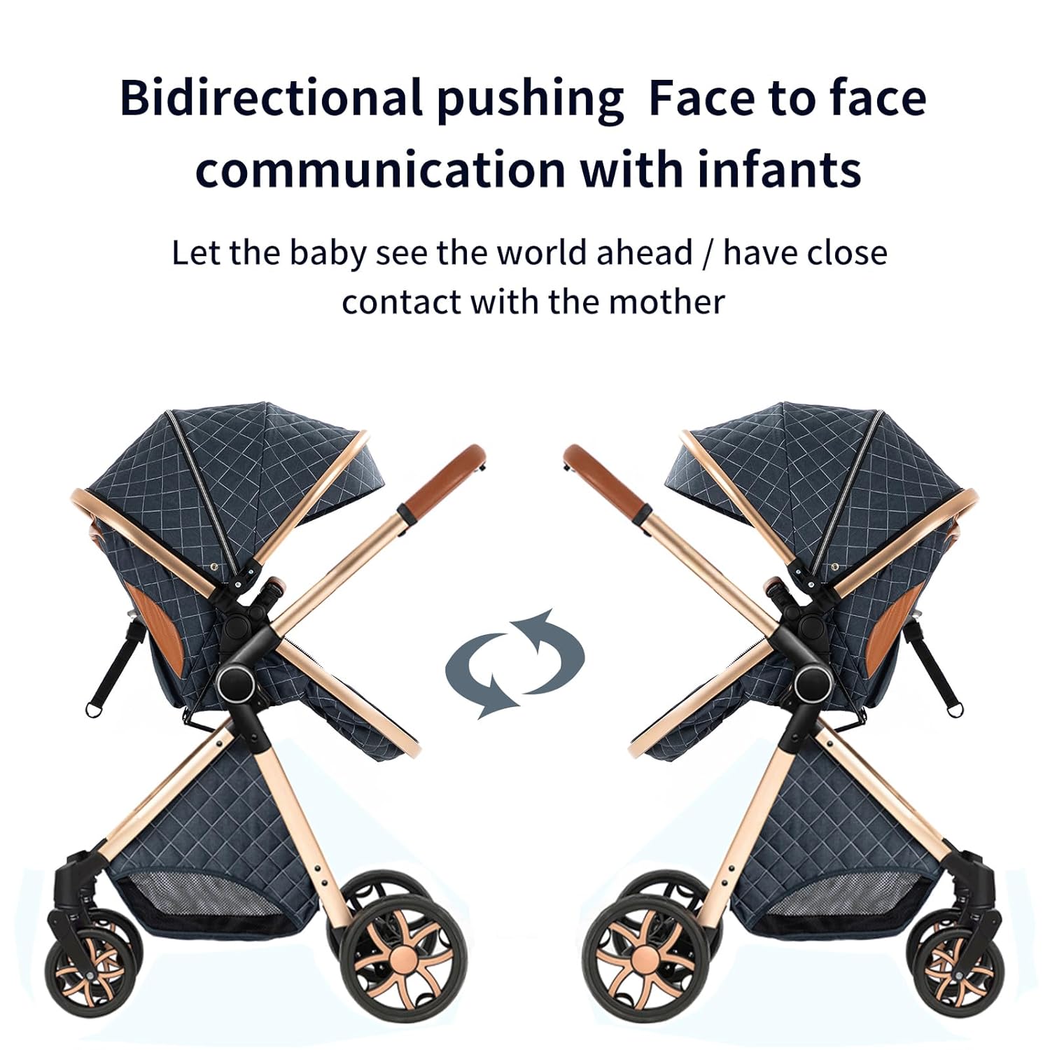 2 in 1 Baby Stroller Convertible Reversible Standard Pram Portable Pushchair Infant Buggy Baby Carriage Foldable High Landscape Pram for Toddler Newborn (225 Grey)