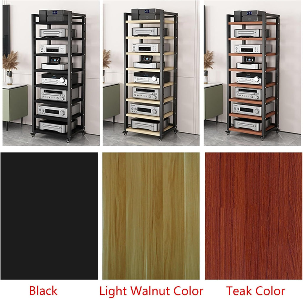 Stereo Rack Cabinet 63 Inch High, 5 6 7 8 Tier Record Player Stand for Turntable Av Media Receiver Equipment Storage, Adjustable Shelving Audio Tower Shelf(Color:7 Tier,Size:50cm Wide)