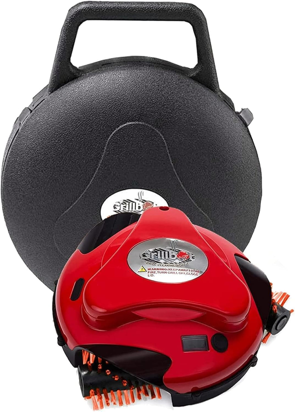 Grillbot Automatic Grill Cleaning Robot with Nylon Brushes, Electric BBQ Cleaner Brush with Motorized Power, Cordless Rechargeable Grill Scrubber for Outdoor Grills (Red and Case)