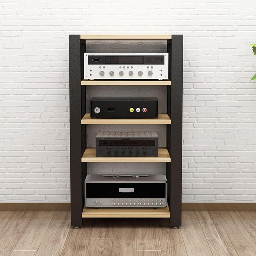 Movable Media Stand 5-Tier Media Stand Audio/Video Component Cabinet CD Player Stand Stereo Equipment Storage Rack, 60x51x100cm (A