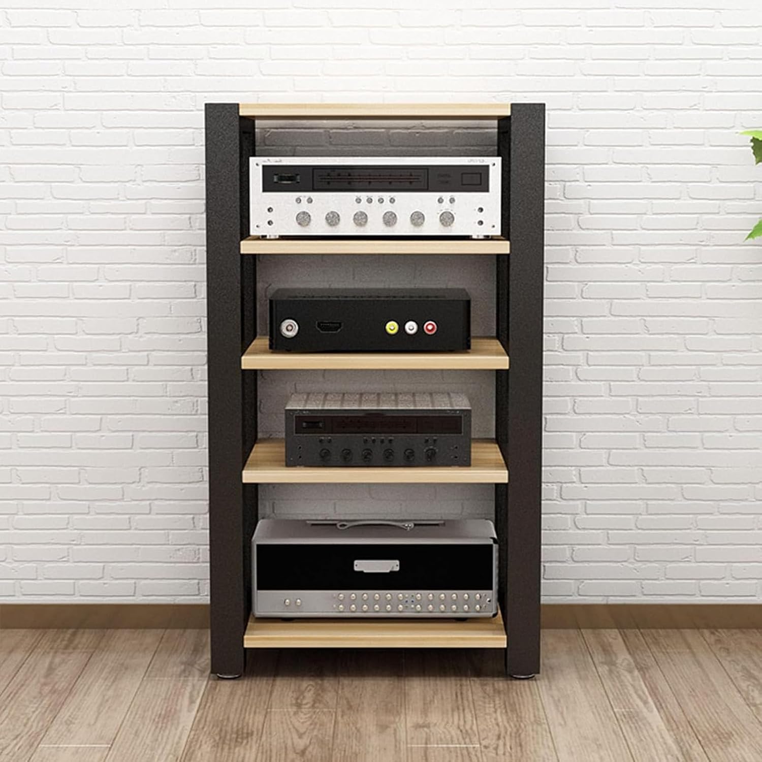 Movable Media Stand 5-Tier Media Stand Audio/Video Component Cabinet CD Player Stand Stereo Equipment Storage Rack, 60x51x100cm (B