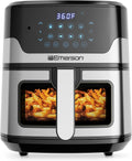 Emerson SmartVoice 5.3QT Air Fryer, 1000+ Voice Commands, 6-in-1 Digital Cooker, Compact Countertop Design, Oil-Free Healthy Cooking, Easy-Clean Nonstick Basket, 1500W