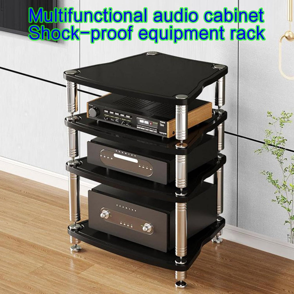 Modern AV Cabinet Audio Rack - Light Walnut, 65x 15 Media Storage Tower for Audio & Video Equipment, Stylish Stereo Stand, Home Entertainment Furniture