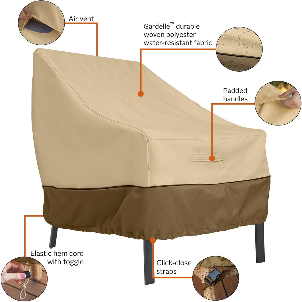 Classic Accessories Veranda Water-Resistant 64 Inch BBQ Grill Cover and 38 Inch Patio Lounge Chair Cover Bundle