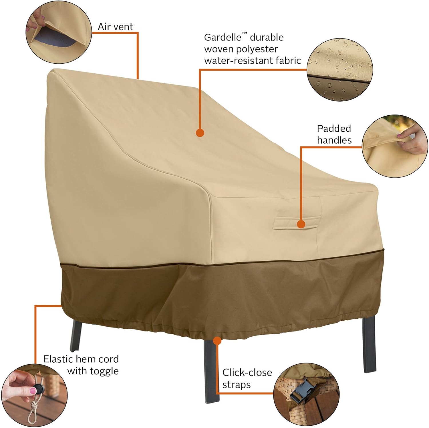 Classic Accessories Veranda Water-Resistant 64 Inch BBQ Grill Cover and 38 Inch Patio Lounge Chair Cover Bundle