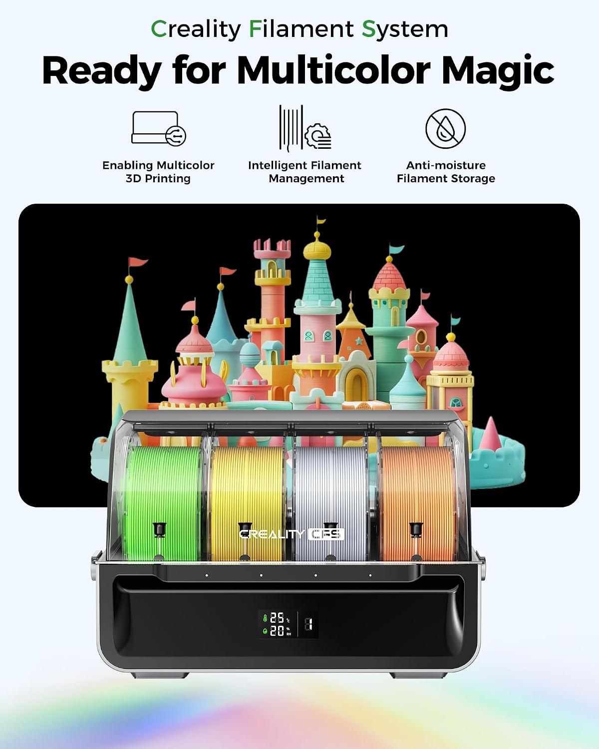 Creality CFS, Multicolor 3D Printer Filament System, Auto Material Identification, Smart Switching/Relay, Compatible for K2 SE/K2 Pro/K2 /K2 Plus/Hi /K1 Series CFS Upgrade Kit