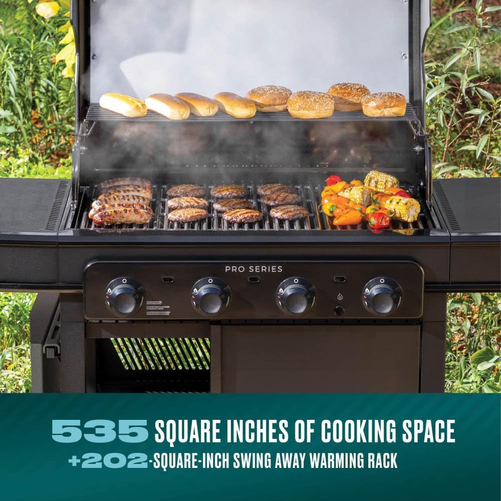 Charbroil Pro Series with Amplifire Infrared Technology 4-Burner Propane Gas Grill Cabinet with Side Burner, Black - 463281024