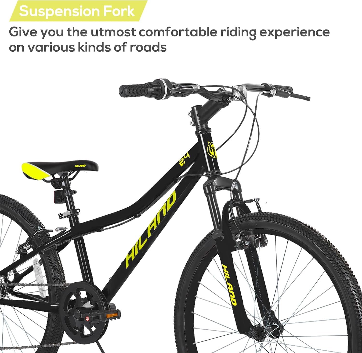 Hiland 20 24 Inch Mountain Bike for Kids Age 5 + Year Old, Front Suspension Fork Kids' Bicycles for Boys Girls Multiple Colors