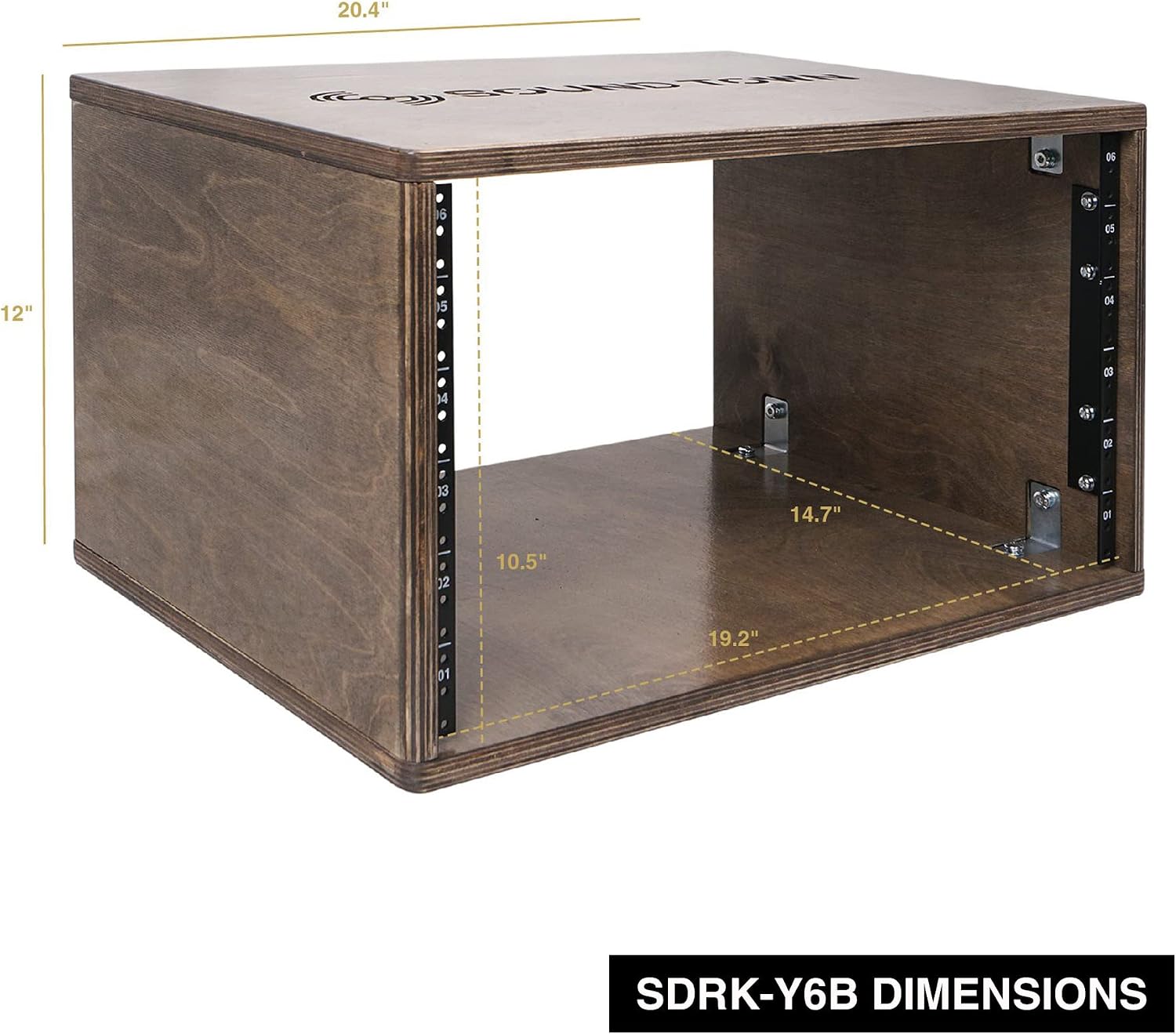 Sound Town DIY 6U Studio Rack with Solid Baltic Birch Plywood, Weathered Brown (SDRK-Y6B)