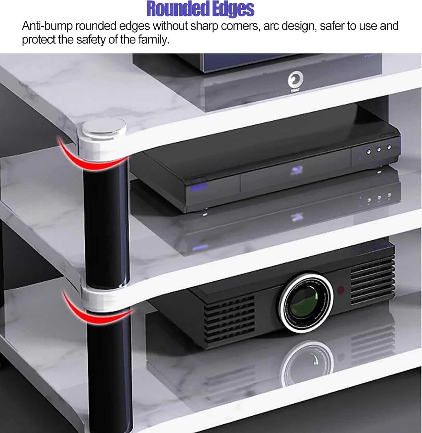 120cm Long Media Stand Audio/Video Component Cabinet, Home Stereo Racks and Stands, Heavy Duty Upright Modern Audio Equipment Rack, Open-Ended Modular Unit, Black-#1-2 Tier
