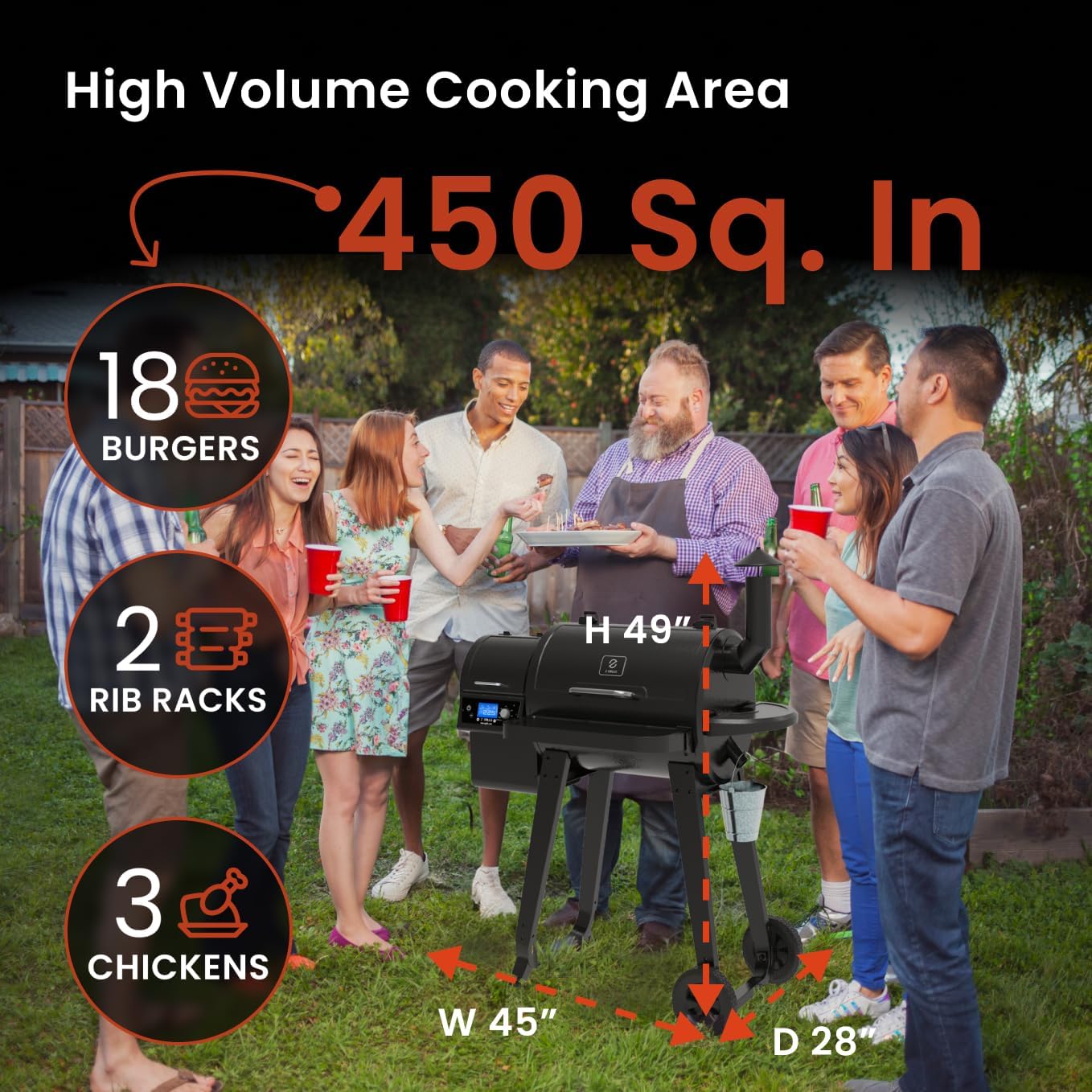 Z GRILLS ZPG-450A Wood Pellet Grill & Smoker with PID V3.0 Controller, 459 Sq in Cook Area, Meat Probe, Foldable Shelf, 8 in 1 BBQ Grill Outdoor Auto Temperature Control, Black