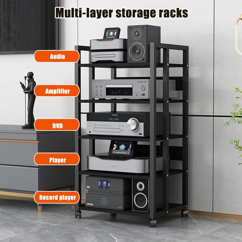 2/3/4 Tier Media Stand, Audio Rack & HiFi Shelf for Living Room & Studio, Versatile Components Cabinet (19.7x15.7x19in), Stylish Storage Solution for Home Theater