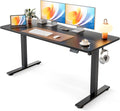 Cubiker Standing Desk, 55x24 Inches Sit Stand Home Office Desk, Electric Stand up Desk, Adjustable Desk with Splice Board, Black Frame/Black Top