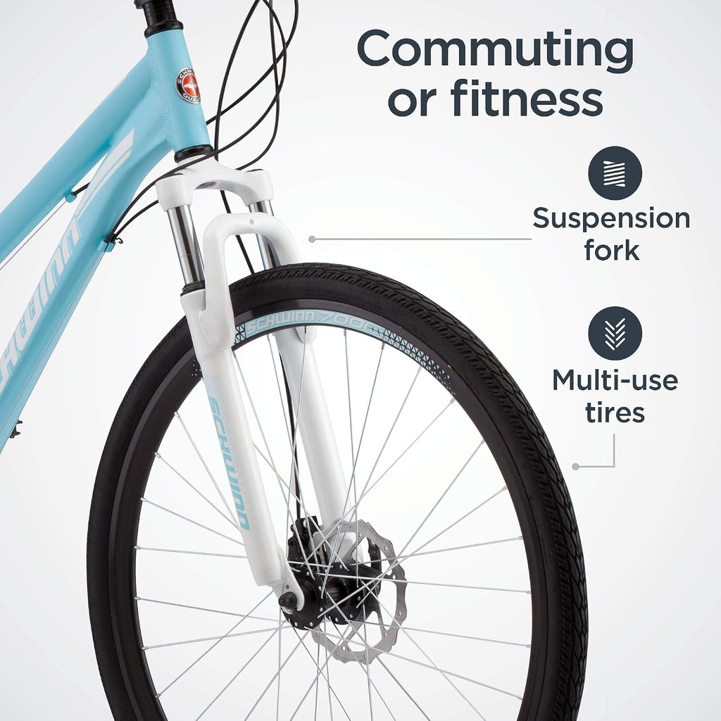 Schwinn GTX Comfort Adult Hybrid Bike, Men and Women, Dual Sport Bicycle, 700c Wheels, Step-Through or Step-Over Lightweight Aluminum Frame