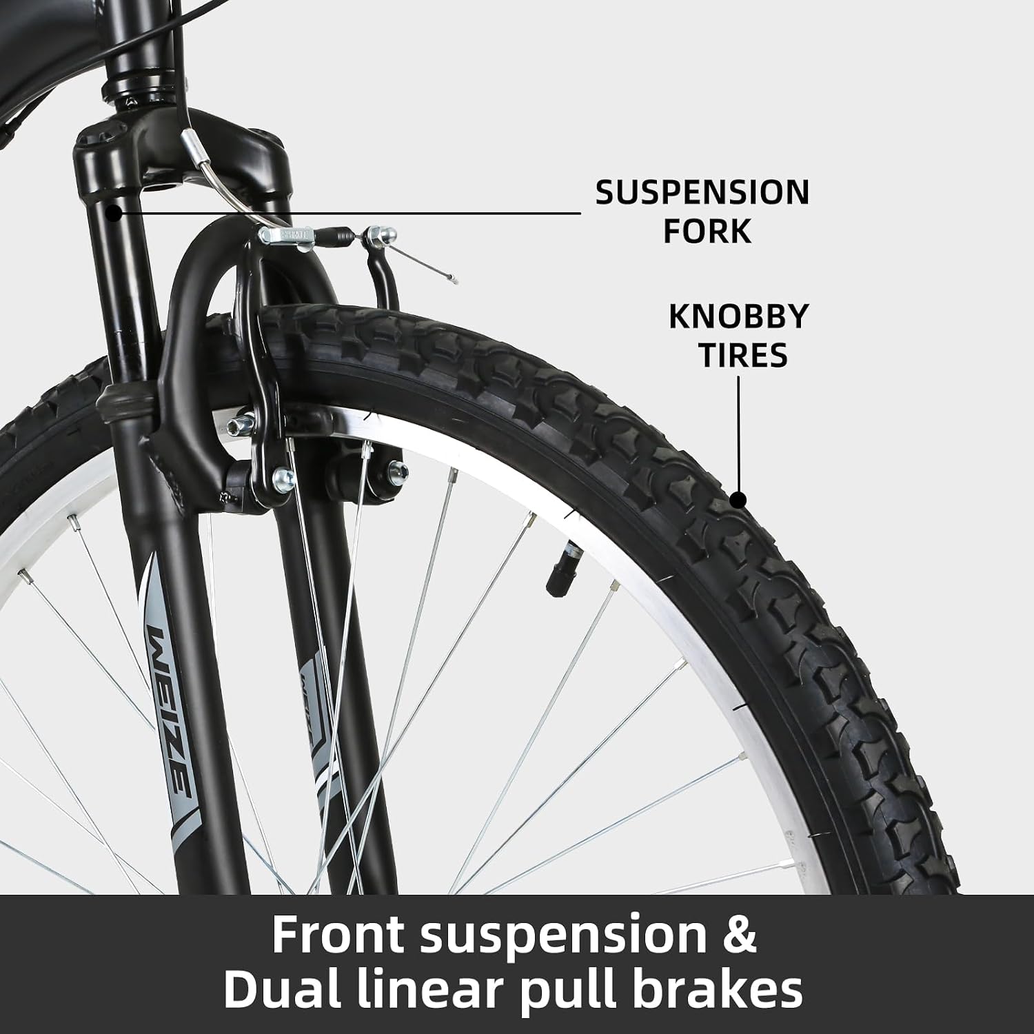 WEIZE Mountain Bike 26 27.5 inch Outdoor Cycling Bike 18-Speed/High-Carbon Steel/Dual Full Suspension, Adjustable Ergonomic Seat for Men Women Adult, MTB Bicycle with Suspension Fork