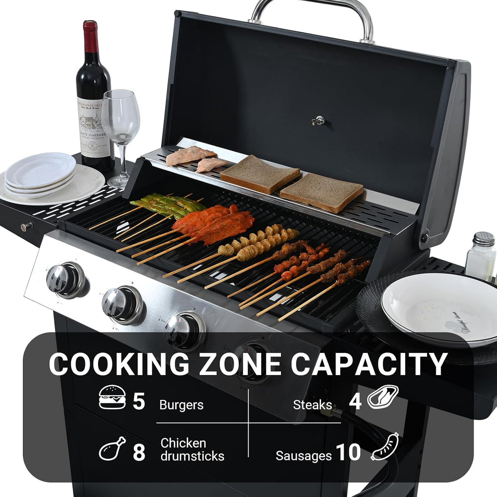 Endark 4-burner | 34,000 BTU all-purpose cast iron bbq grill | Perfect for outdoor cooking, garden, poolside, tailgating and hiking | great for roasting, searing, kebabs