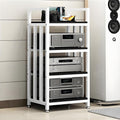 AV Media Stand for CD Player, Adjustable Stereo Rack with Non-Slip Feet, Multifunctional Audio Video Tower Cabinet, Modern Stereo Stands & Shelves, White Finish