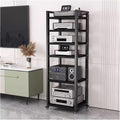 JYHHCYS Tall Stereo Racks and Stands on Wheels Media Storage Cabinet Rack, Black Modern Entertainment Stereo Components Stand, Audio Video Equipment Rack (Size : 6 tier-60cm Wide)