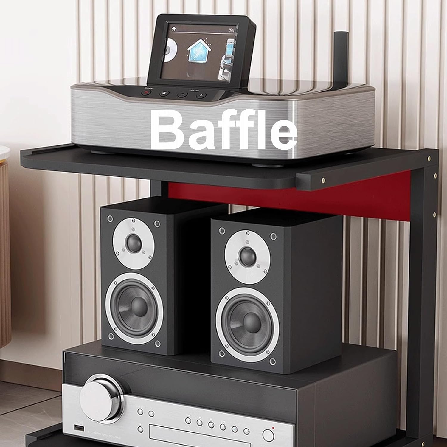 Shelf Organizer Rack, Audio Rack Tower, Media Stand, Rack Audio Tower Heavy Duty for Audio Equipments 50 * 45 * 69.5Cm 3 Colors,Black+Black50*45 * 69.5Cm