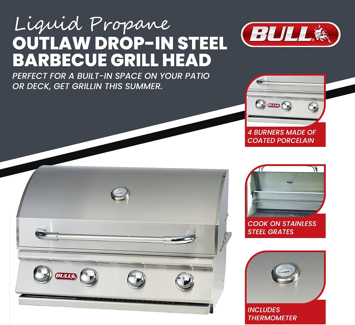 Bull Outlaw 30-Inch Built-In Grill (BG-26038), Propane