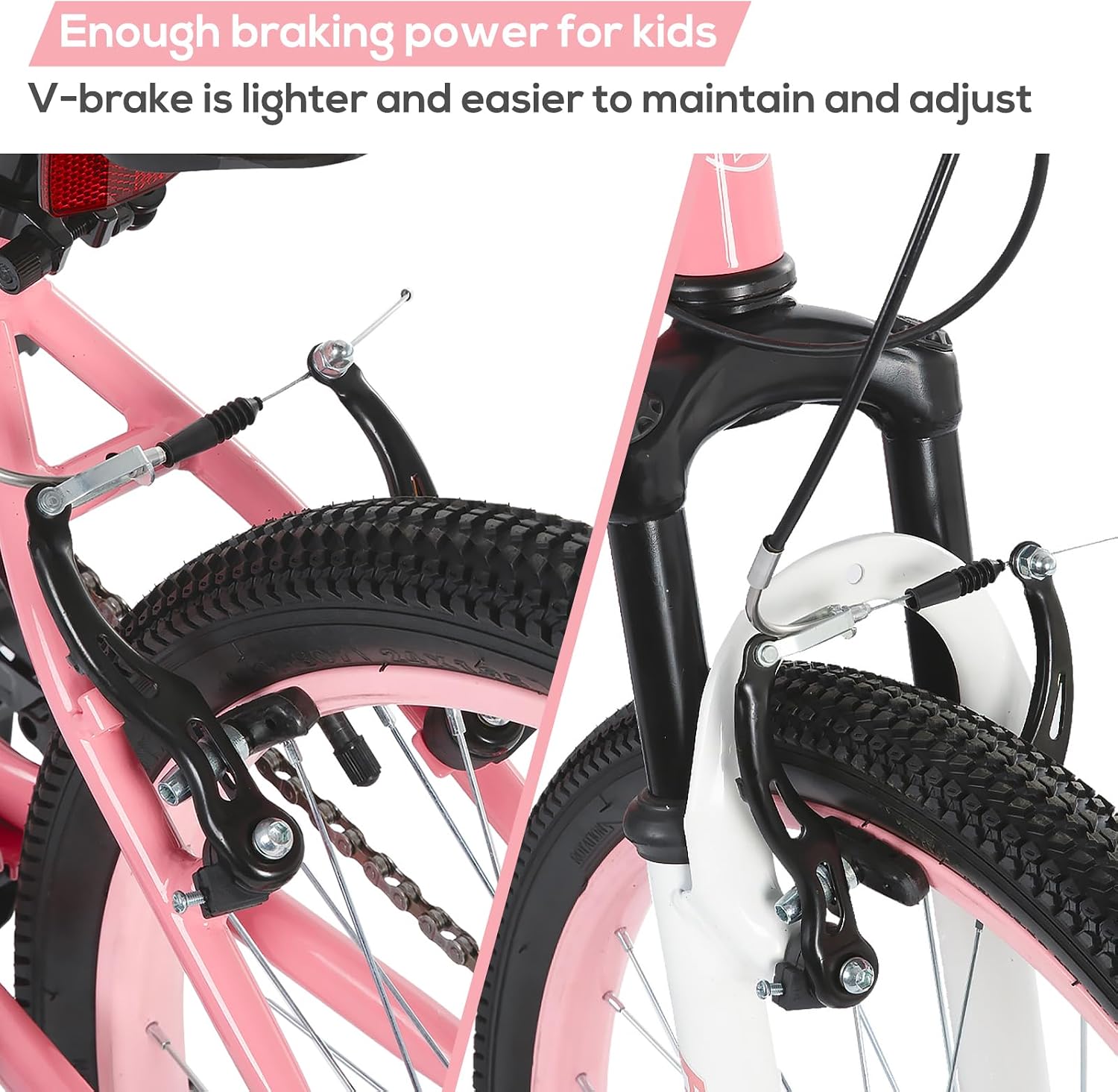HILAND 24 Inch Kids Bike for Boy Girl Age 7-15 Year Old, Youth Mountain Bike, 7-Speed Kid's MTB Bicycles, Pink