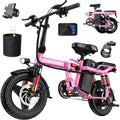 LELEKUAI Electric Bike for Adults and Teens, 520W-560W Motor, 20-24MPH, 32 Miles Range, 48V 10Ah Battery, 3-Level Pedal Assist, 14' Foldable Mini Electric Bicycle, UL 2849 Certified