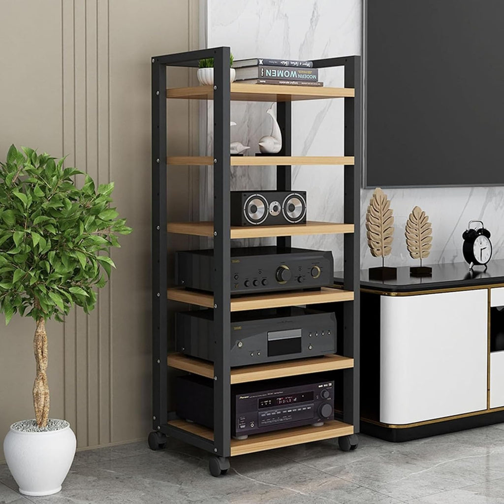 HOFSSI 6 Tier Furniture Media Stand DVD CD Player Stand Audio Rack Power Amplifier Equipment Cabinet Adjustable Open Storage Rack，Floorstanding Storage Shelves (Color : B)