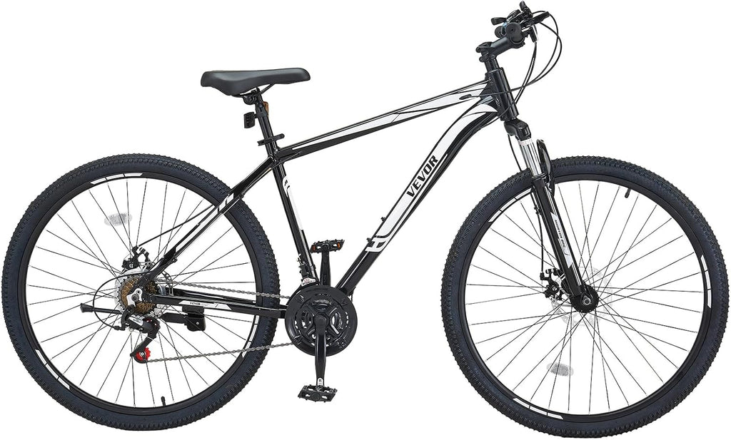VEVOR Mountain Bike for Men/Women, 20'/26'/29' Sizes, 7/21/24 Speed Twist Shifting, Front or Dual Suspension, Dual Disc Brakes, Comfort Saddle, Sleek Colors