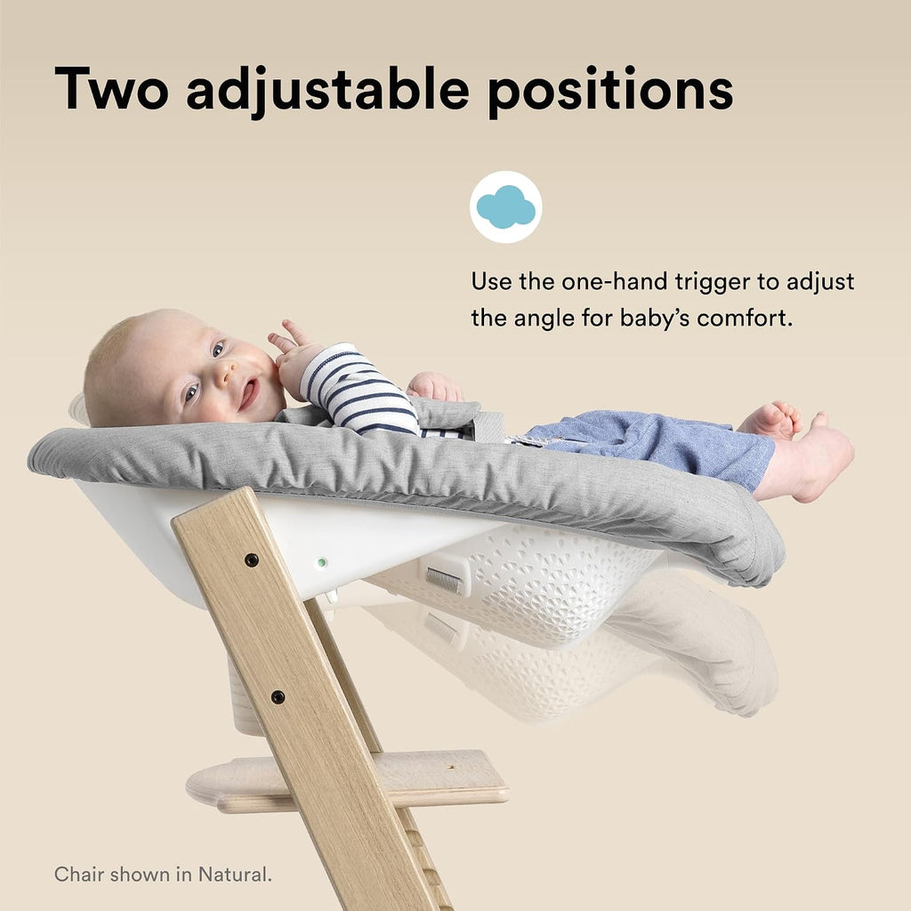 Tripp Trapp Chair from Stokke (White) + Tripp Trapp Newborn Set (Grey) - Cozy, Safe & Simple to Use - for Newborns Up to 20 lbs