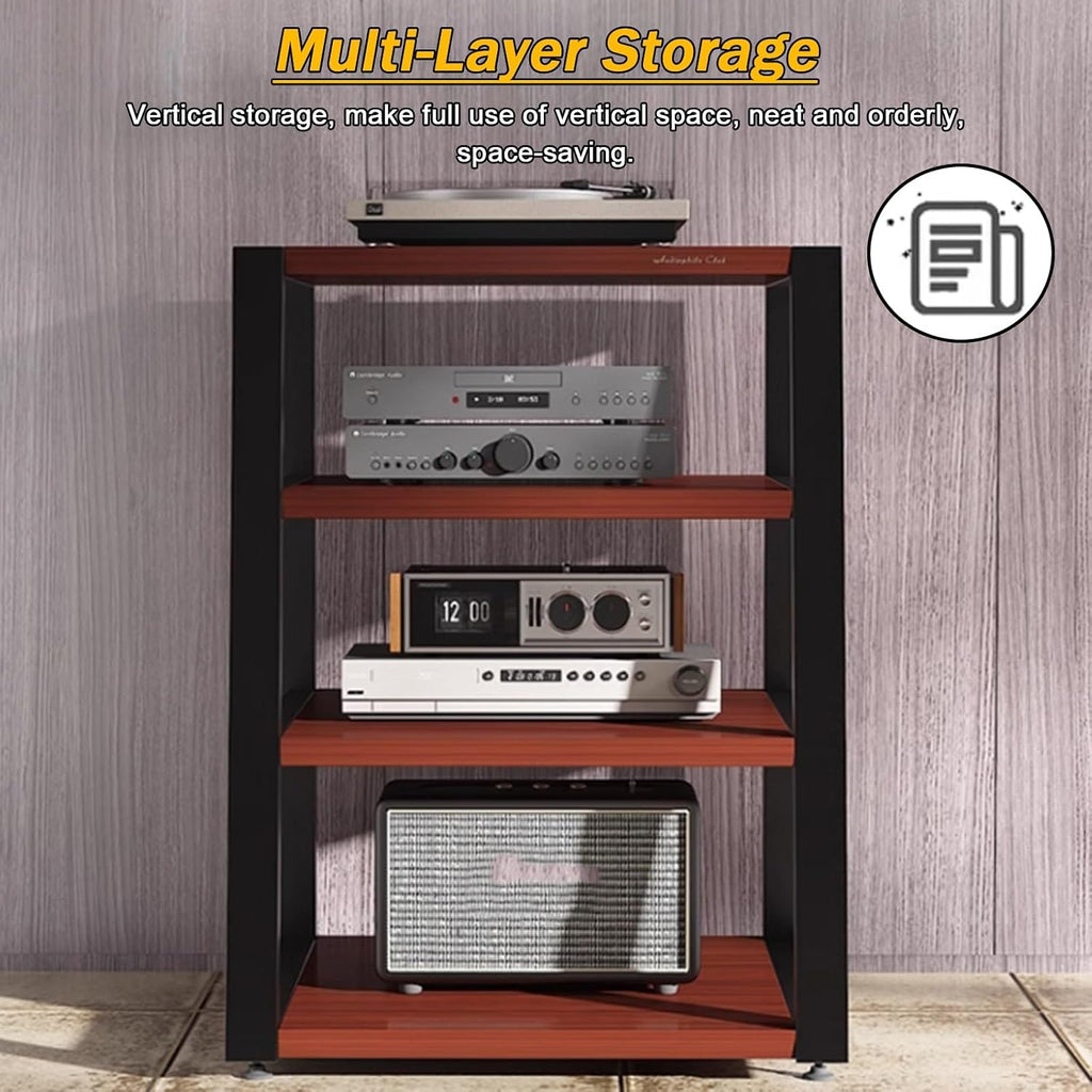 Audio Component Rack Tower Media Stereo Stand Equipment Shelves 2 3 4 Tier, Floor-Standing Video Game Organizer Cabinet Display Holder, for Recording Room/Class(Style a 2 Tier 35cm/13.8in)