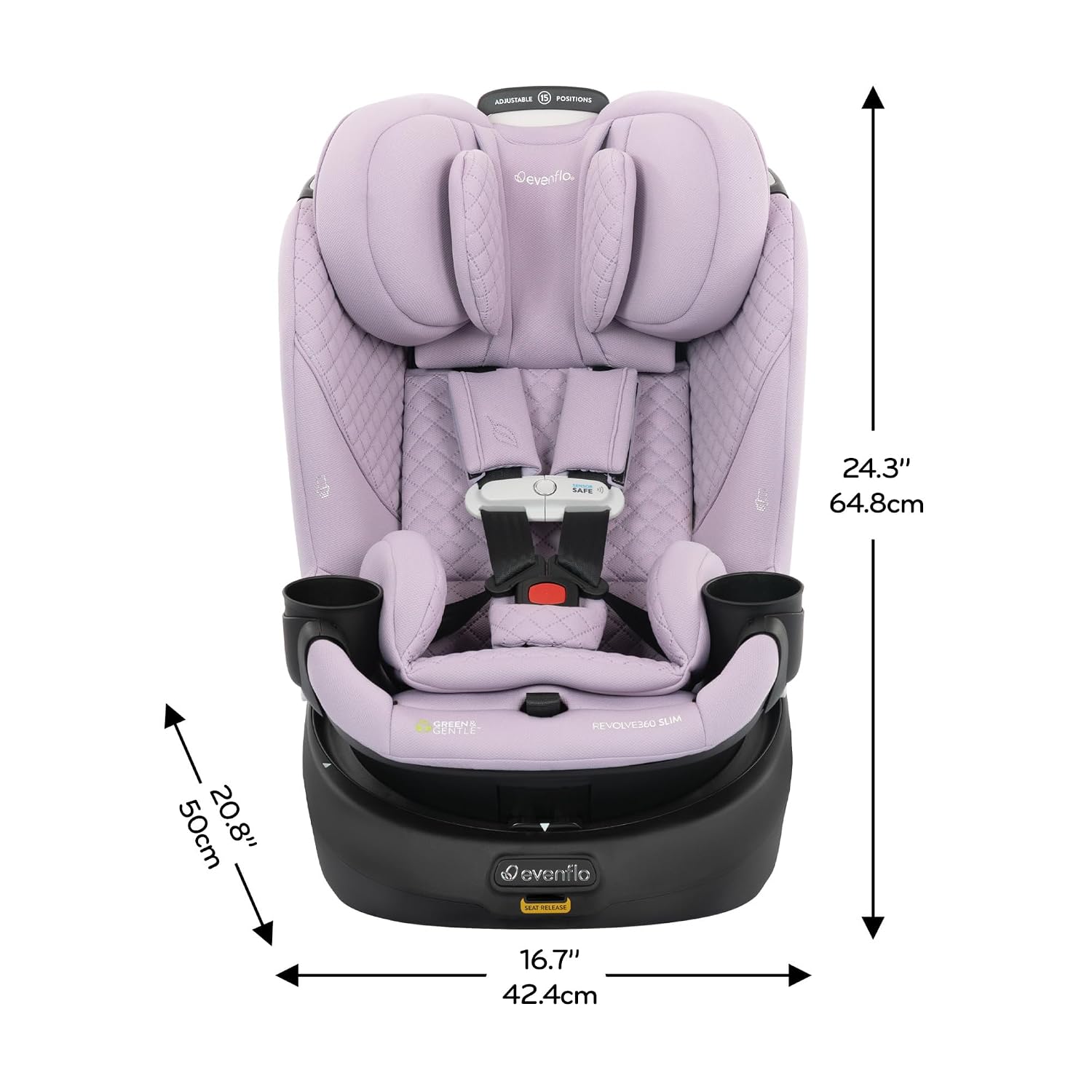 Evenflo Revolve360 Slim 2-in-1 Rotating Car Seat with Green & Gentle Fabric (Agate)