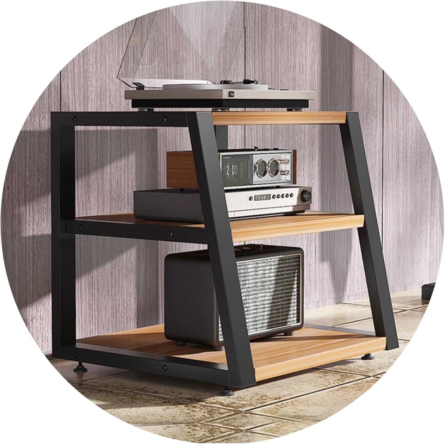 Audio Video Equipment Rack Cabinet HiFi Stand for Amplifier, Receiver Record Player Stand Media Storage Rack Home Theater, Office & Recording Studio Use(C,60 * 52 * 60cm(3Tier))