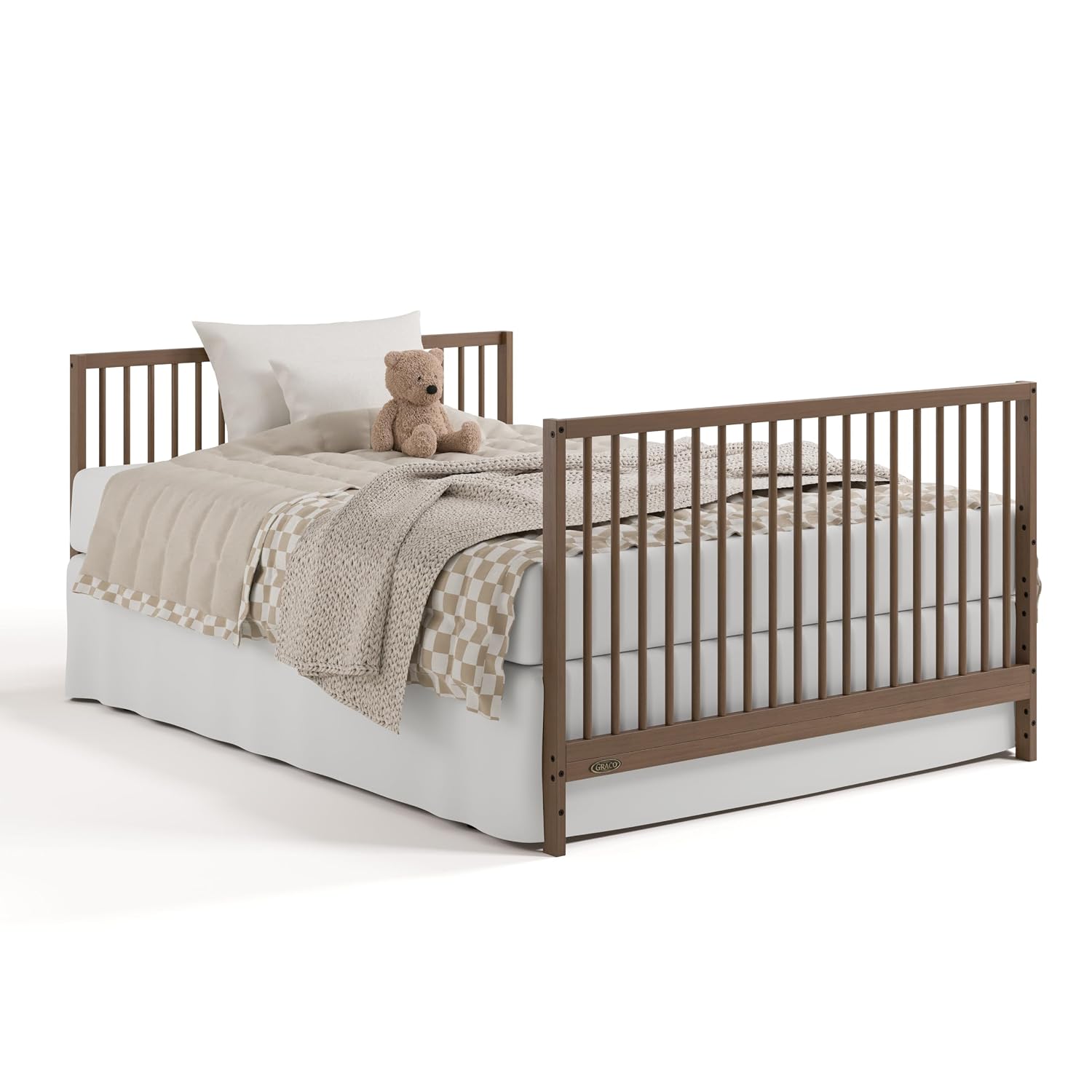 Graco Teddi 5-in-1 Convertible Crib & Changer with Drawer – GREENGUARD Gold Certified Baby Crib Crafted from Wood, Converts to Toddler Bed, Daybed, and Full-Size Bed (Hazelnut)