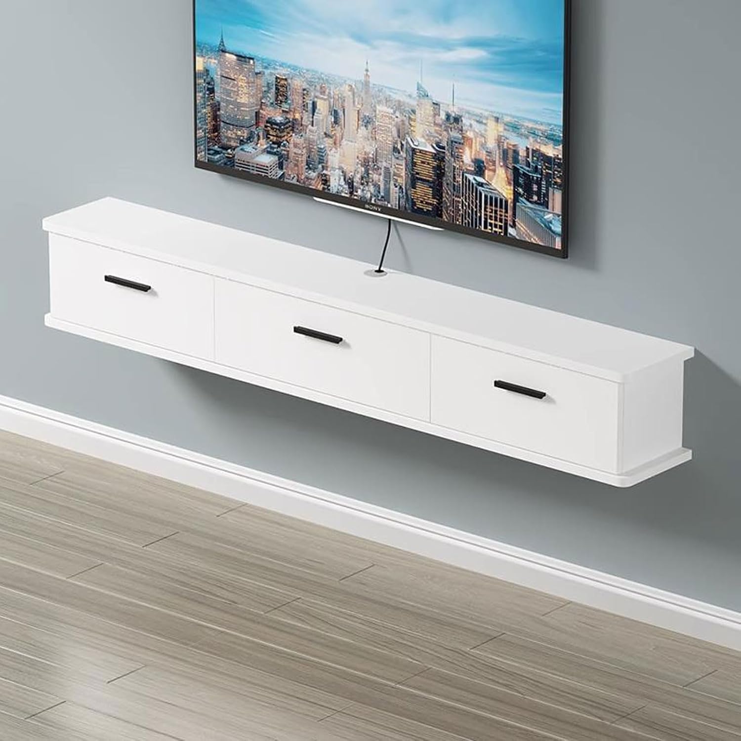 Wall Mounted TV Cabinet Floating TV Shelf Wall Shelf TV Stand Media TV Console TV Bracket Entertainment Center Storage Cabinet for Office Bedroom Living room Audio-visual Equipment Shelves Book Shelf