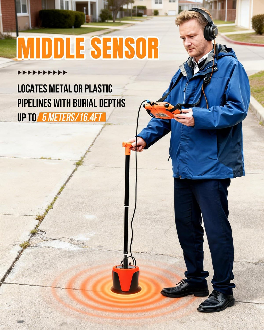 Professional Outdoor Underground Water Leak Detector for Public Utilities Underground Water Leak Locator Water Leak Under Concrete Depth 5m - L6000