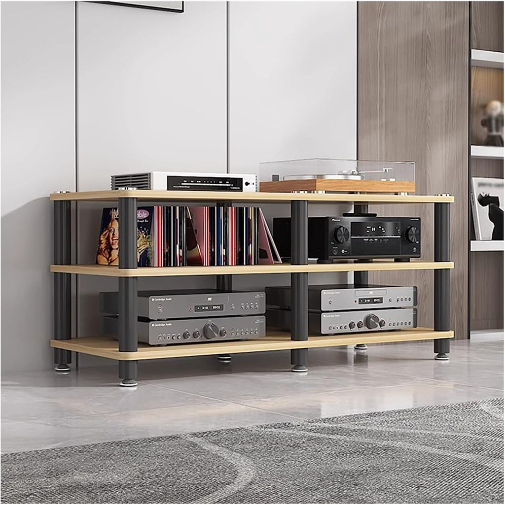 YLLFFLL Living Room Stereo Stand and Storage 120cm Wide, 3/4 Tier Audio/Video Shelving, Entertainment Component Stand Modern Stereo Cabinet, Heavy Duty Studio Equipment Cabinet(#2,3 Tier)