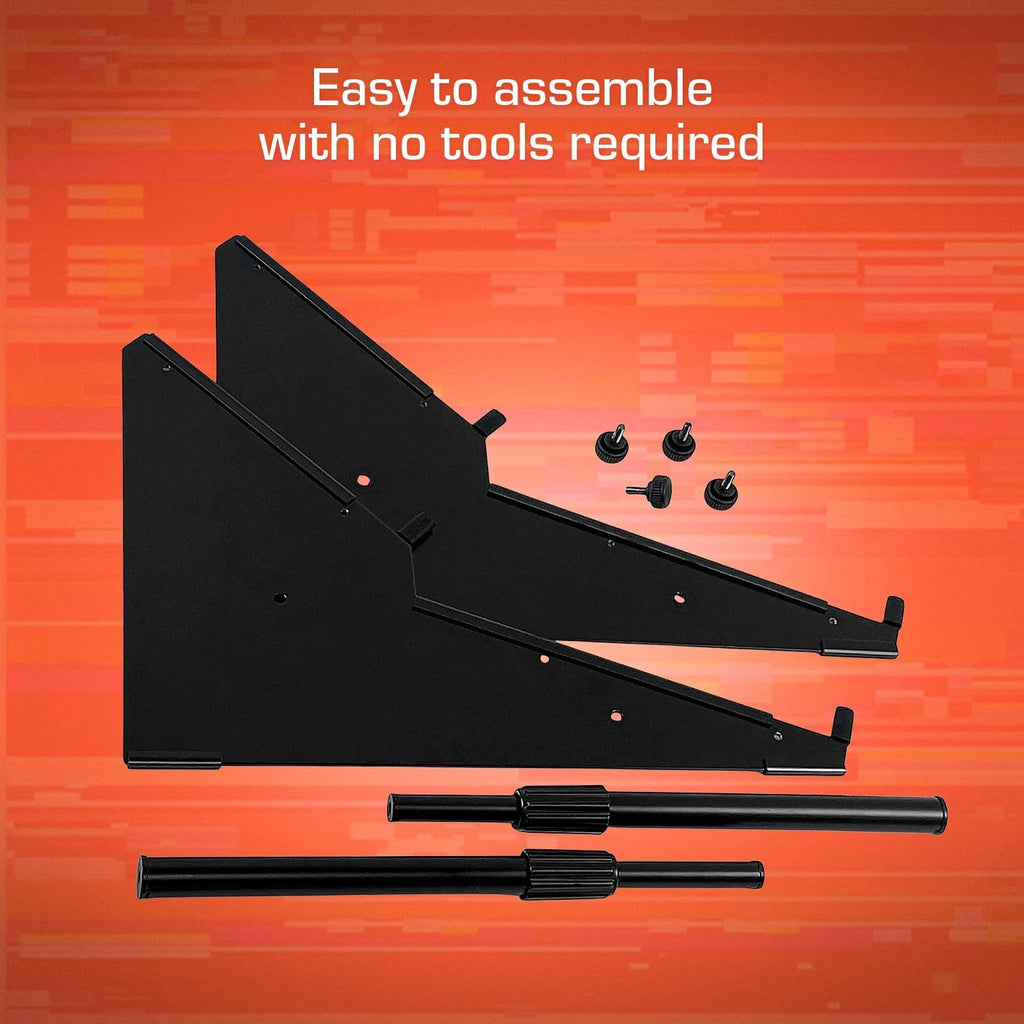 XTS Duo-Flex Desktop Stand, 2 Tiers with Trays for FX Pedals / Synths / Samplers / Audio Interfaces / MIDI Controllers, Holds 2-4 Pedals or Machines on Each Tier, 17.7' Width, Fits MPC Live 3 / TR-8S / Digitakt & more