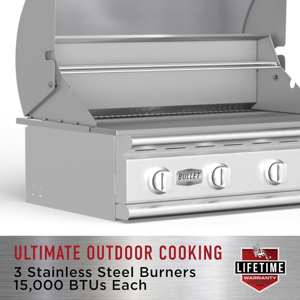 Bull Outdoor Products 69008 LP Steer Premium Drop in Grill, Liquid Propane, Silver