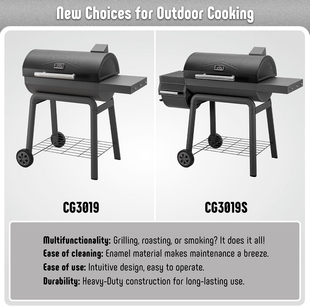 Feasto Heavy-Duty 30-Inch Charcoal Grill with Side Table & 647 Sq. In Cooking Area, Outdoor BBQ Grill for Outdoor Barbecue in Backyard, Patio and Parties, Grey