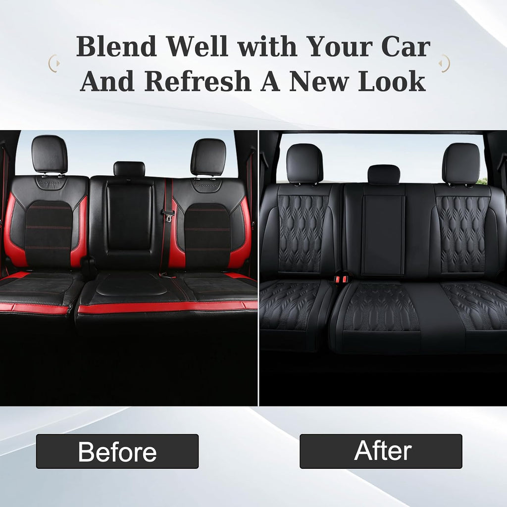 Coverado Rear Leather Seat Covers for Ford F150 2015-2026, F250 F350 F450 2017-2026, Car SUV Pickup Truck Seat Protection, Black