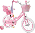 Glaf Toddler Girls Bike for Age 2-9 Years Old 12 14 16 Inch Girls Bike with Training Wheels and Doll Seat Kids Bike Bicycle with Basket