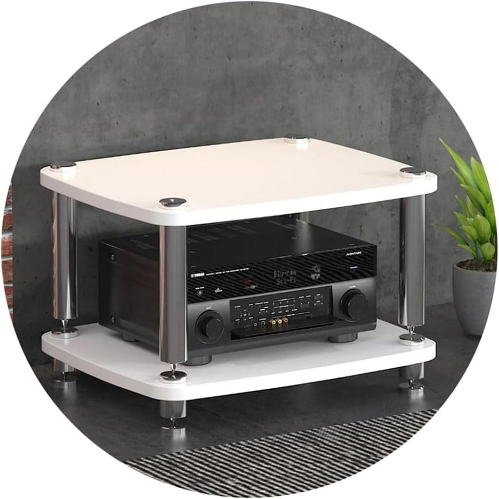 1/2/3/4-layer HiFi Audio Cabinet HiFi Stand Record Player MDF Stand, Audio Rack with Shock-Absorbing Feet Power Amplifier Shelf Equipment Cabinet, D,60 * 48 * 38cm(2Tier)