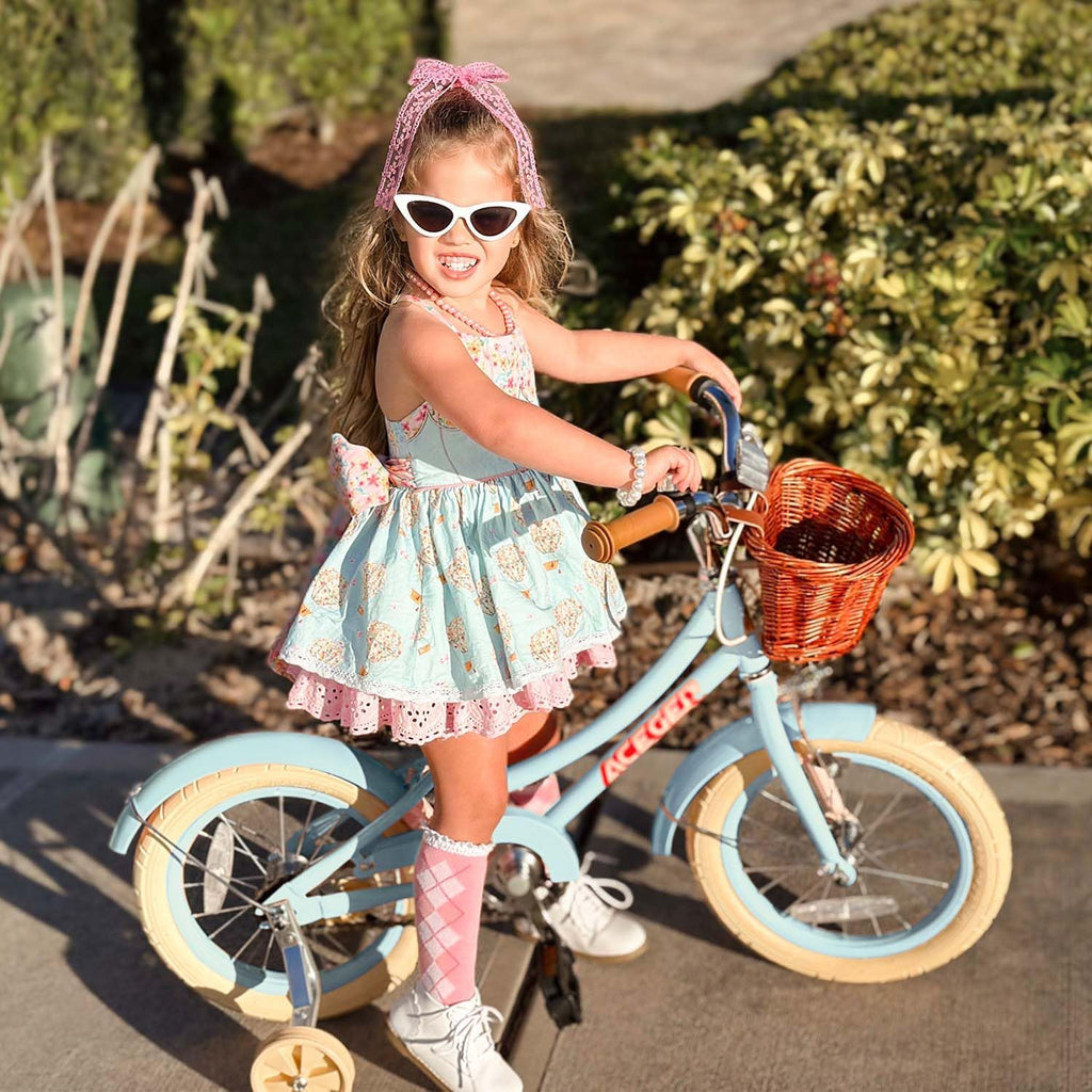 ACEGER Retro Princess Kids Bike with Basket for 3-12 Years Old Girls, Included Coaster Brake & Caliper Brake, 14 16 18 Inch with Training Wheels, 20 Inch with Kickstand, Vintage Bicycle for Gifts.