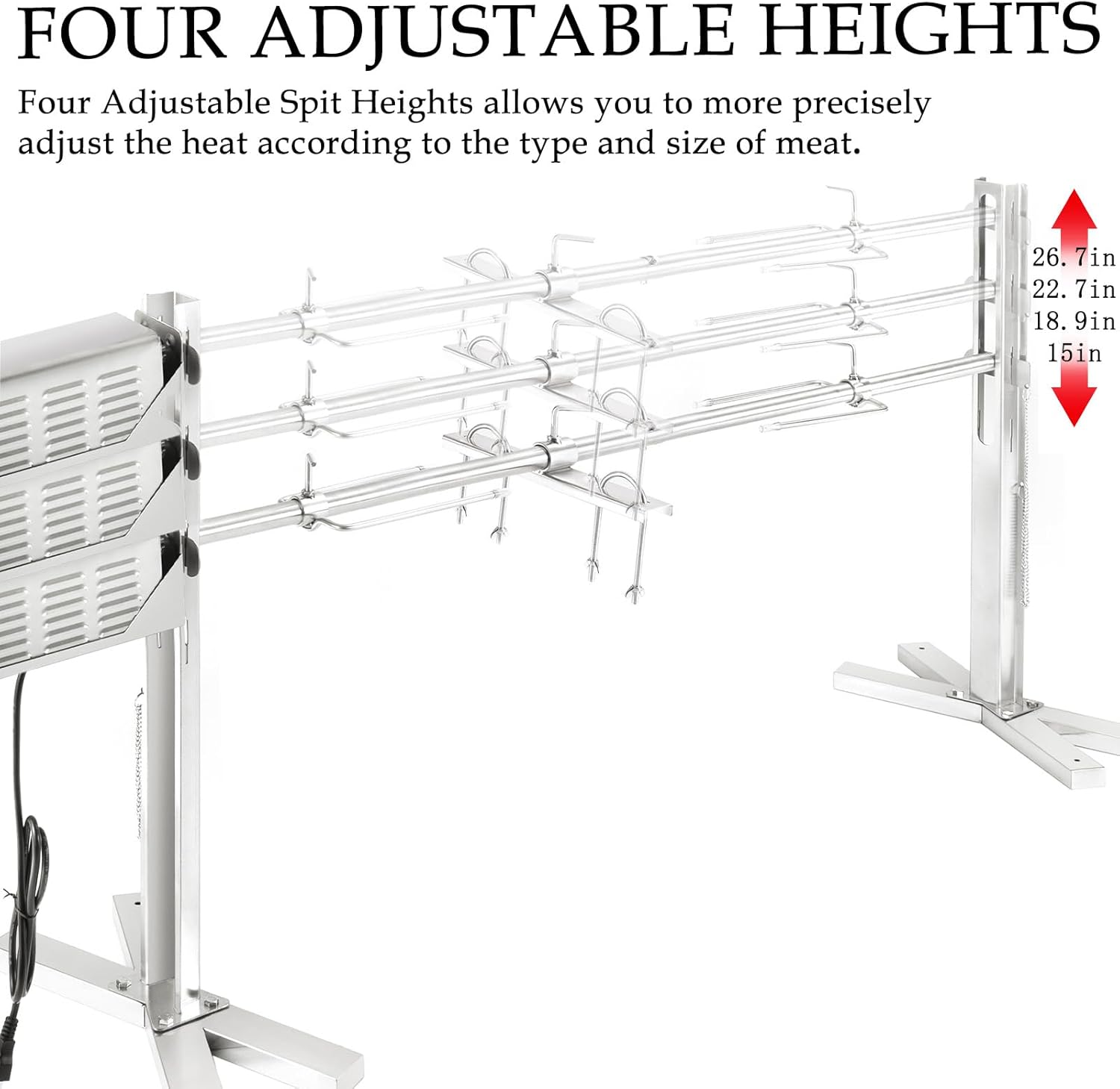 QPMR Rotisserie Grill Kit - 52' Electric Stainless Steel Tripod Stand, 150LBS Pig Spit Rotisserie, Height Adjustable BBQ Kit for Pig, Lamb, Campfire