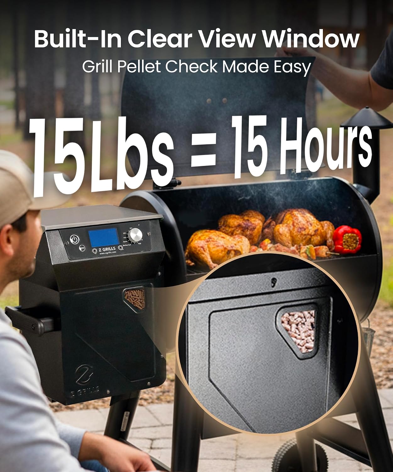 Z GRILLS Pellet Smoker Grill, Versatile 8-in-1 Cooking, Upgrade PID 3.0 Digital Controller, All-terrain Wheels with Locking Casters, 459 SQ.IN Cooking Area, Hopper Cleanout, Meat Probe, Rain Cover