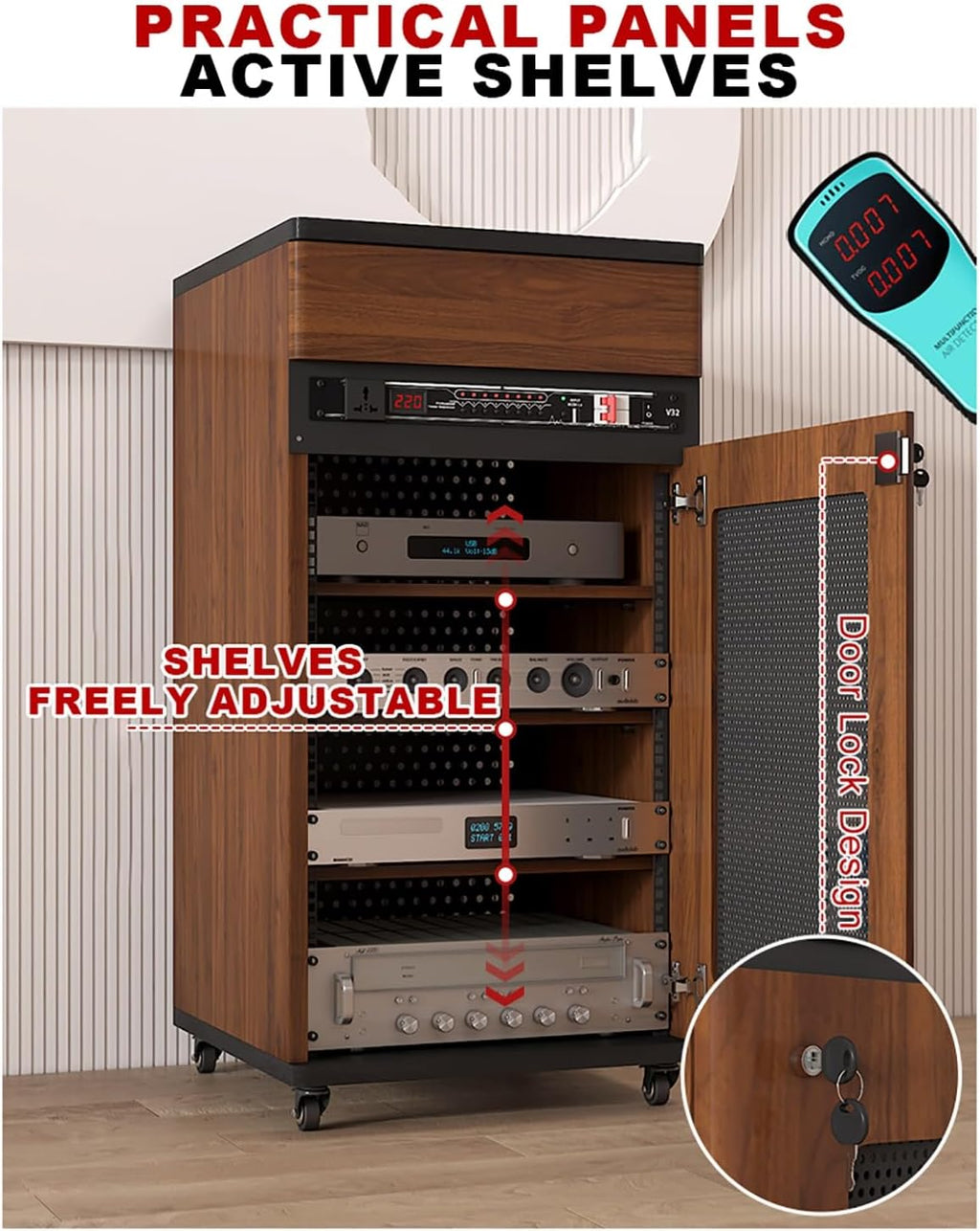 Walnut Media Storage Cabinet - 52x55x108cm, DVD Display & Audio Tower for Game Consoles, DVD Players, and Media Equipment - Stylish Console Cabinet with Storage Rack